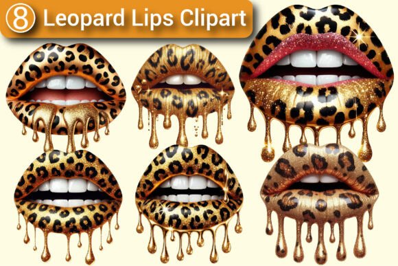 Download Gold Leopard Lips Clipart PNG Bundle - Leopard lips Collection