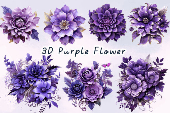 Download 3D Purple Flower Sublimation Clipart - Purple Collection