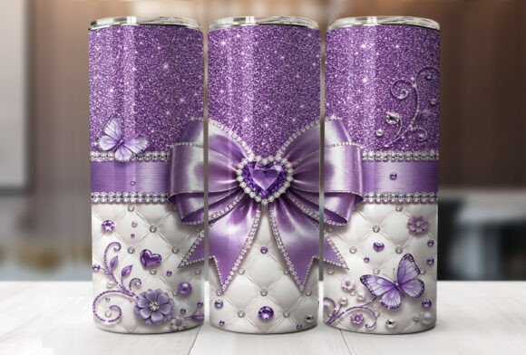 Download Purple Glitter Bow 20oz Tumbler Wrap PNG - Purple Collection