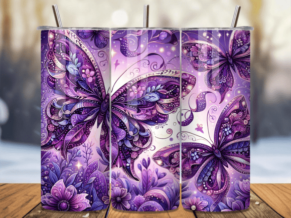Download Intricate Purple Butterfly Tumbler Wrap - Purple Collection